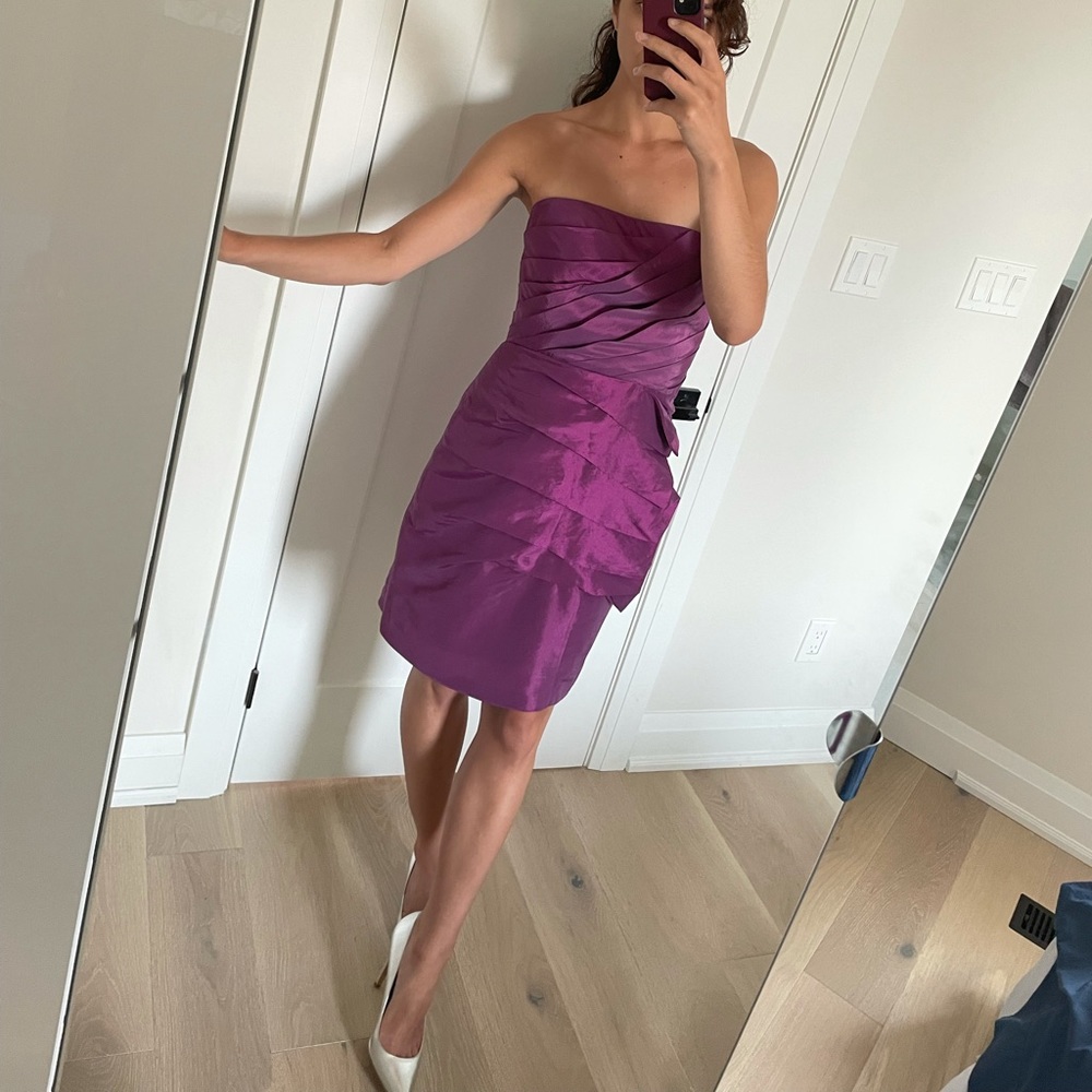 Manoukian S strapless cocktail dress purple
